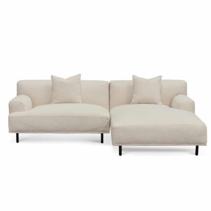 Jasleen Right Chaise Sofa - Ivory White Boucle by Interior Secrets - AfterPay Available