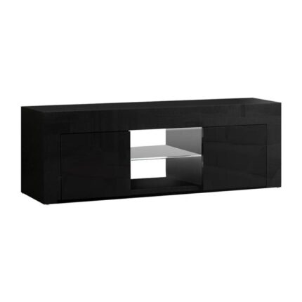 130cm RGB LED TV Stand Cabinet Entertainment Unit Gloss Furniture Black