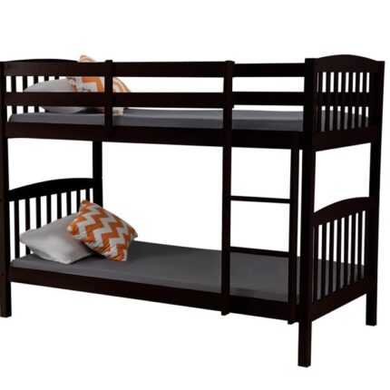 2-In-1 Solid Pine Single Timber Bunk Bed Frame-Cappuccino