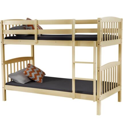 2-In-1 Solid Pine Single Timber Bunk Bed Frame-Natural