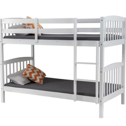 2-In-1 Solid Pine Single Timber Bunk Bed Frame-White
