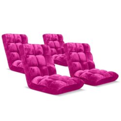 4X Floor Recliner Folding Lounge Sofa Futon Couch Folding Chair Cushion Pink