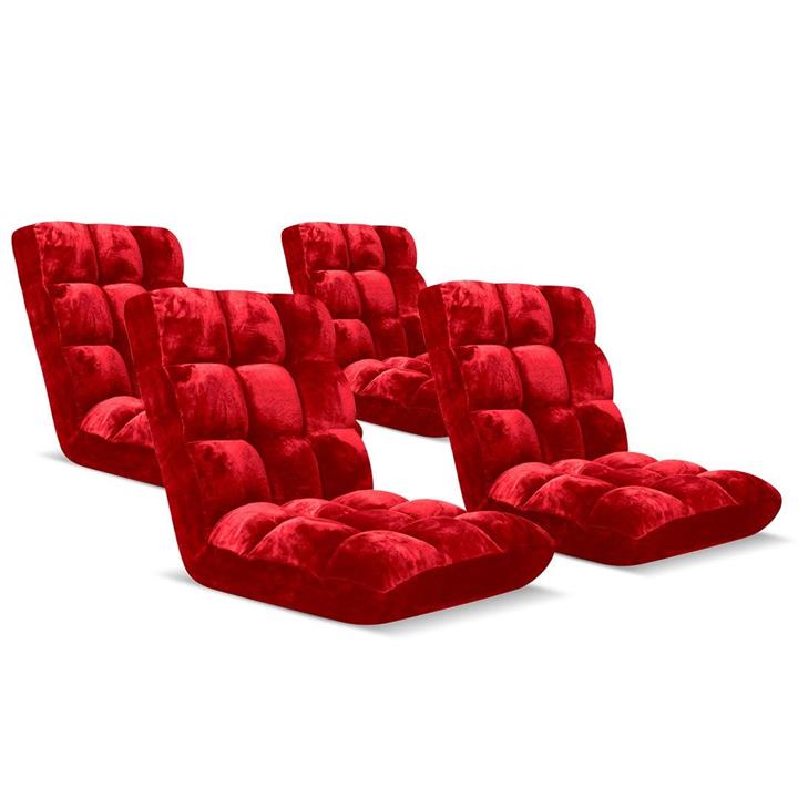 4X Floor Recliner Folding Lounge Sofa Futon Couch Folding Chair Cushion Red