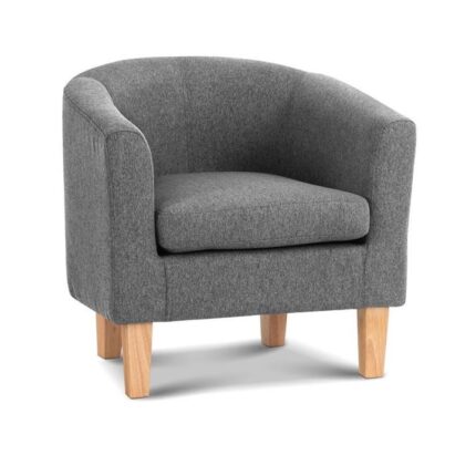 Abby Armchair Lounge Chair Tub Accent Armchairs Fabric Sofa Chairs Grey