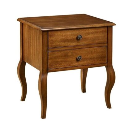 Adelle French Provincial Solid Wooden Bedside Nightstand Side Table W/ 2-Drawers - Walnut