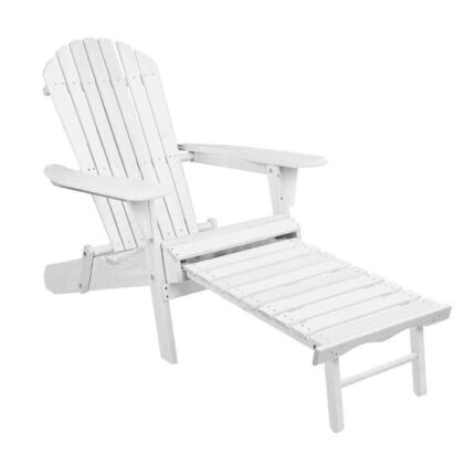 Adirondack Beach Chair with Ottoman - White