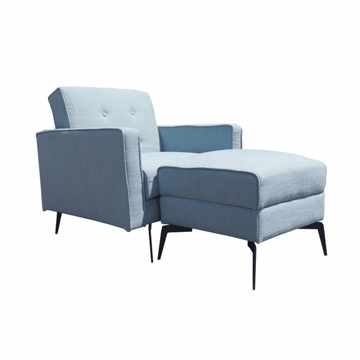 Aileen Fabric Accent Lounge Relaxing Chair W/ Ottoman - Light Blue