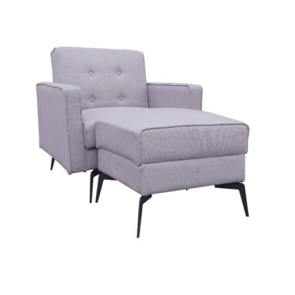 Aileen Fabric Accent Lounge Relaxing Chair W/ Ottoman - Light Brown