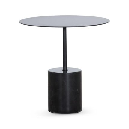 Albion Black Short Side Table - Metal Sheet Top with Marble Base by Interior Secrets - AfterPay Available