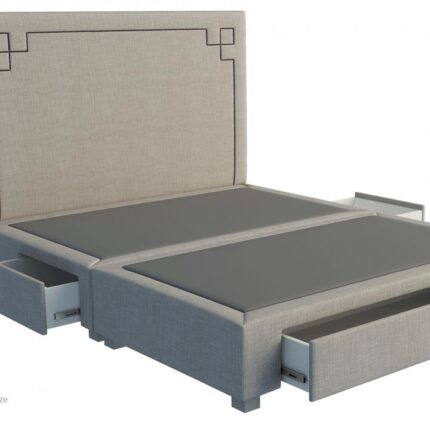 Allison custom upholstered bed with choice of storage base