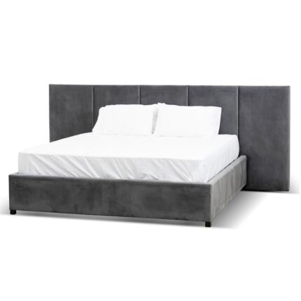 Amado Queen Bed Frame - Charcoal Velvet by Interior Secrets - AfterPay Available