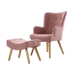 Armchair and Ottoman Pink