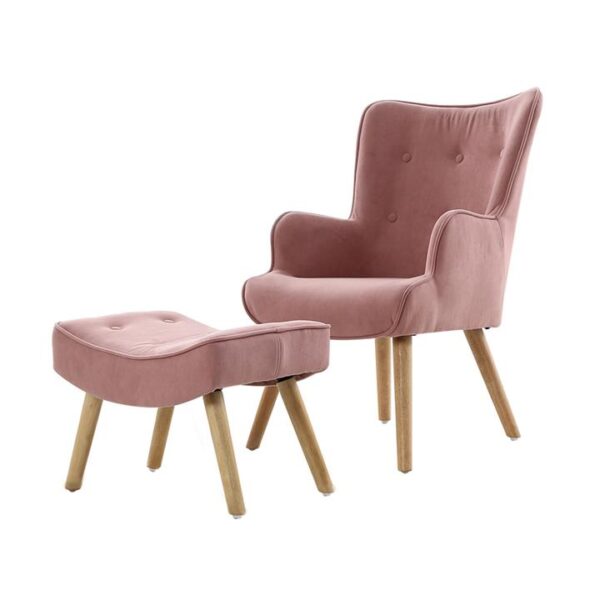 Armchair and Ottoman Pink