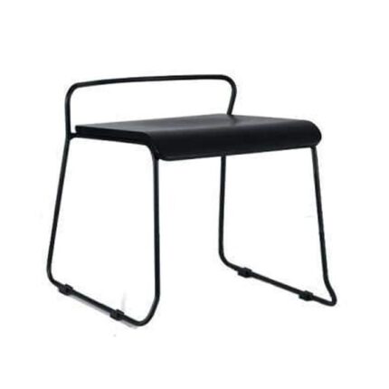 Bavleen Bar Low Stool 45cm - Black Frame - Black Veneer Seat