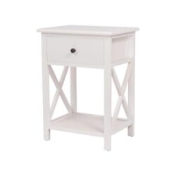 Bedside Nightstand End Lamp Side Wood Table With Drawer White