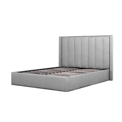 Betsy Fabric King Bed Frame - Pearl Grey with Storage by Interior Secrets - AfterPay Available