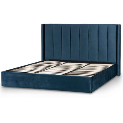 Betsy King Bed Frame - Teal Navy Velvet with Storage by Interior Secrets - AfterPay Available