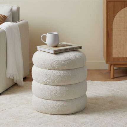 Boucle Sculptural Ottoman - Small - Cream