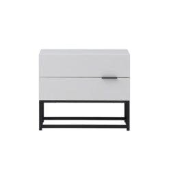 Brian Modern Bedside Table Nightstand W/ 2-Drawers - White/Black
