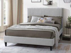 Cannes 2PCE Queen Upholstered Headboard and Bed Base Bundle | Beige Fabric | Shop Online or Instore | B2C Furniture