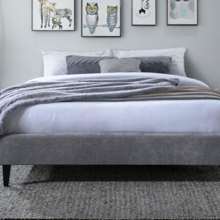 Cannes Double Upholstered Bed Base | Grey Fabric | Shop Online or Instore | B2C Furniture