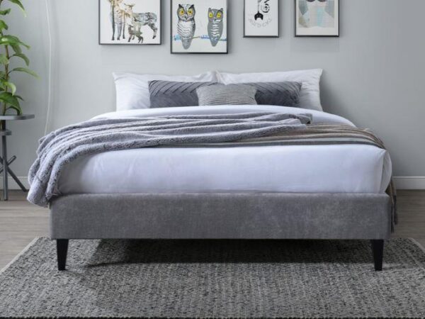 Cannes Double Upholstered Bed Base | Grey Fabric | Shop Online or Instore | B2C Furniture