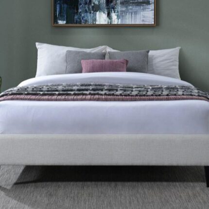 Cannes Queen Upholstered Bed Base | Beige Fabric | Shop Online or Instore | B2C Furniture