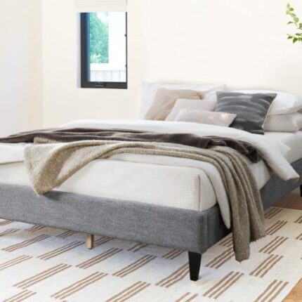 Cannes Queen Upholstered Bed Base | Charcoal Fabric | Shop Online or Instore | B2C Furniture