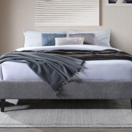 Cannes Queen Upholstered Bed Base | Grey Fabric | Shop Online or Instore | B2C Furniture