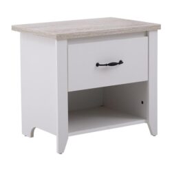Carl Bedside Nightstand Side Table W/ 1-Drawer - White