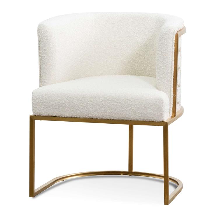 Carma Ivory White Boucle Lounge Chair - Brushed Gold by Interior Secrets - AfterPay Available