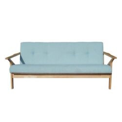 Casey 3-Seater Fabric Wood Sofa - Oak Frame - Mint