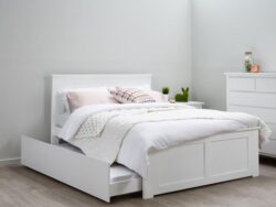 Coco Hardwood White Double Bed Frame with Trundle | Shop Online or Instore | B2C Furniture