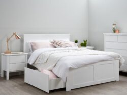Coco Hardwood White Double Size Bed Frame with Storage | Shop Online or Instore | B2C Furniture