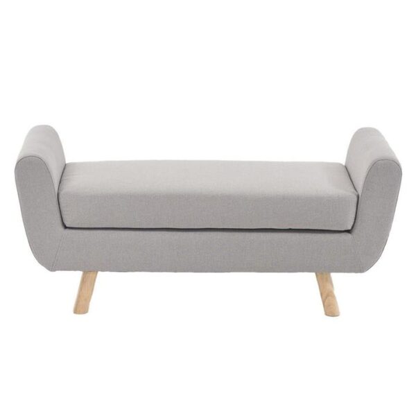 Connor Fabric Wing Ottoman Bench Foot Stool - Light Beige