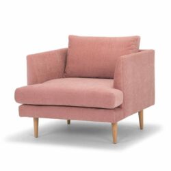 Denmark Fabric Armchair - Dusty Blush with Natural Legs by Interior Secrets - AfterPay Available