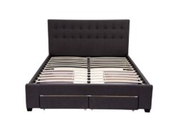 Double Maria Fabric Bed Frame Base with Storage Drawer-Charcoal
