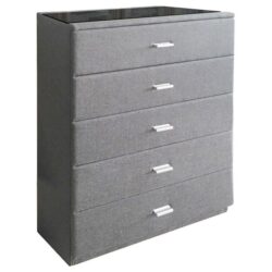 Elena Fabric Chest Of 5-Drawer Tallboy Storage Cabinet - Light Grey