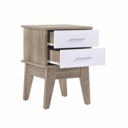 Endo 2-Drawers Bedside Table - Natural / White