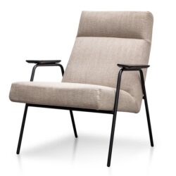 Essie Fabric Armchair in Sand Grey - Black by Interior Secrets - AfterPay Available