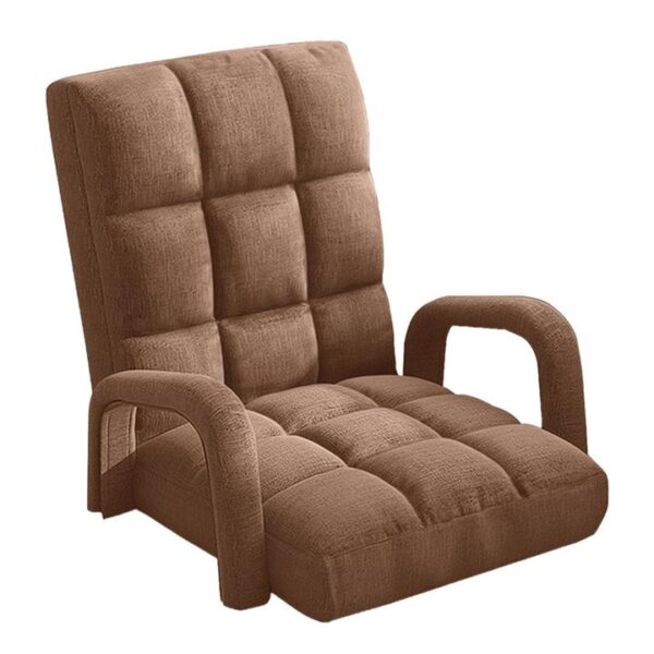 Foldable Lounge Cushion Adjustable Floor Lazy Recliner Chair with Armrest Coffee