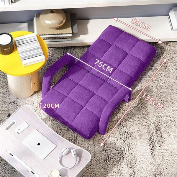 Foldable Lounge Cushion Adjustable Floor Lazy Recliner Chair with Armrest Purple