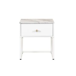 Fore Bedside Nighstand Side Table W/ 1-Drawer - White