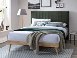 Franki 2PCE Queen Headboard and Bed Base Bundle | Natural & Green Fabric | Shop Online or Instore | B2C Furniture