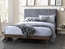 Franki 2PCE Queen Headboard and Bed Base Bundle | Walnut & Grey Fabric | Shop Online or Instore | B2C Furniture
