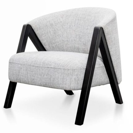 Freddie Fabric Armchair - Light Spec Grey - Black Oak by Interior Secrets - AfterPay Available