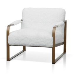 Hadiya White Fur Armchair - Antique Golden Frame by Interior Secrets - AfterPay Available