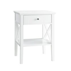 Hailey 1-Drawer Bedside Nightstand End Lamp Side Table - White