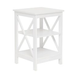 Hailey 2-Shelf Bedside Nightstand End Lamp Side Table - White