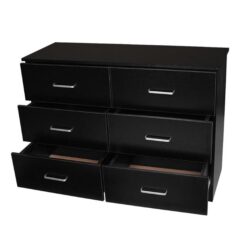 Jace 6-Drawer Chest Dresser Lowboy Storage Cabinet - Black
